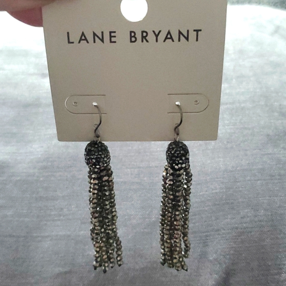 NWT Lane Bryant- Sparkle Beaded Fringe Drop Earrings